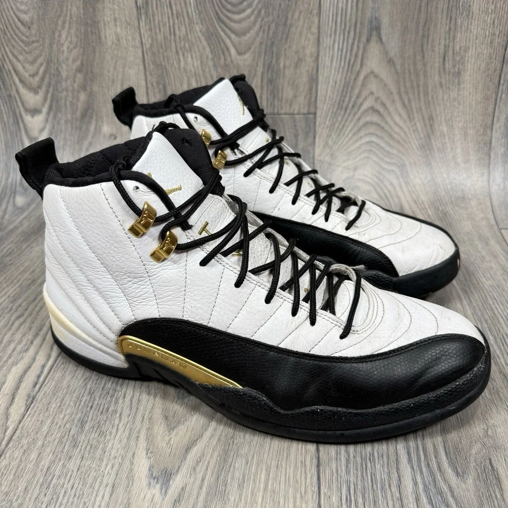 Nike Air Jordan 12 Royalty Taxi White Black Gold Men's Size 13